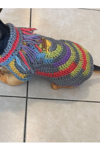 Pati Kedi Köpek Örme Ponponlu Püsküllü Mor Lila Renkli Giyim Pet