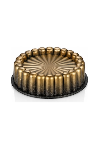 Oms Collection - Biogranit Döküm 26 Cm Chese Cake Tart Kek Kalıbı 3296 - Siyah Gold Altın - Siyah