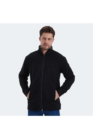 Slazenger KADMOS Erkek Fermuarlı Dik Yaka Cepli Siyah Polar