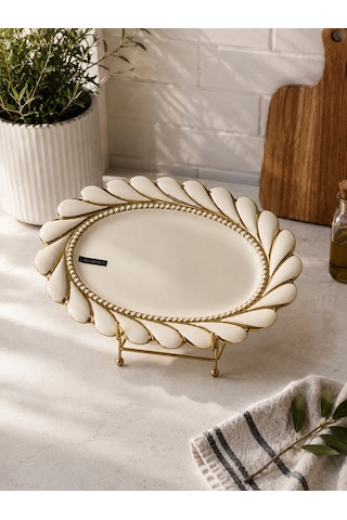 Royking Oval Sunum Tabağı - Gold-7237 Çok Renkli