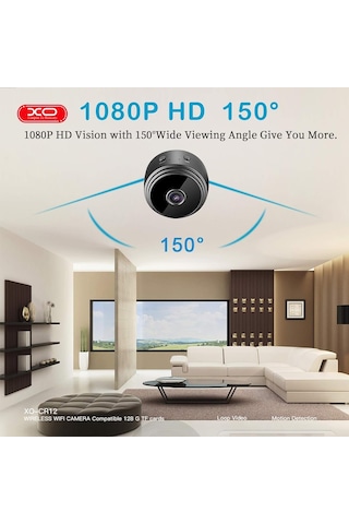 Xo Mini Kablosuz Wi-fi Güvenlik Kamerası 1080p Hd Gece Görüşlü, Hareket Algılamalı, Uzaktan İzleme Destekli