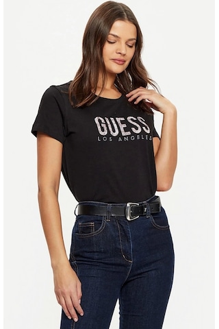 Guess Kadın Siyah Desenli T-shirt Siyah