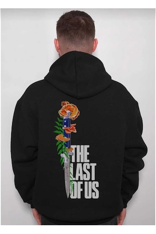 Hunors Sportswear & Company The Last Baskılı Unisex Model Pamuklu Kapüşonlu Sweatshirt SIYAH
