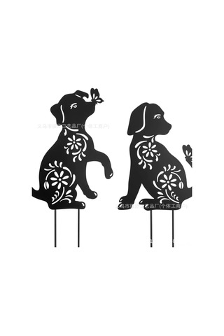 Xindoker Bahçe Çim Alani İçin Siyah Metal Delikli Kedi Figürü - Dayanıklı Dış Mekan Dekorasyonu