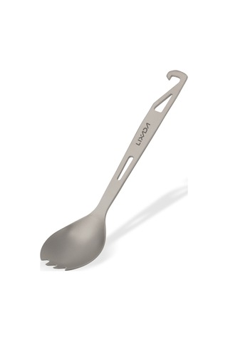 Vkemall Titanium Çatal Kaşık Ve Şişe Açıcı 2'li Fonksiyonlu, 16.2cm Hafif Dayanıklı, Kamp Ve Doğa Aktivitesi İçin Gümüş