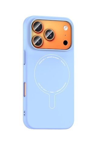Apple iPhone Uyumlu Uyumlu 18 Pro Max Kılıf M-safe Şarj Özellikli Kamera Korumalı Zore Elio Sert Pc Kapak Açık Mavi