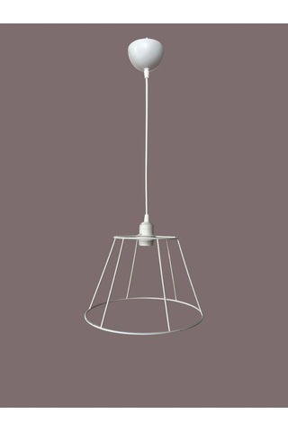 Konik Avize Teli , İskeleti Standart Boy 30x20 Cm Beyaz Statik Boyalı Duy Takımı Dahil Beyaz