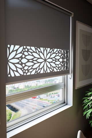 Lazer Kesim Mat Stor Perde, Lazer Kesimli Modern Serisi, M-131004 Antrasit Renk Antrasit