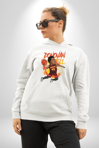 Donovan Mitchell Basketbol Karikatür Kadın Erkek Beyaz Kapüşonlu Sweatshirt Hoodie Beyaz