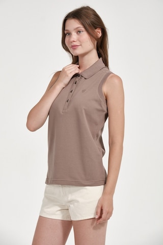 Kadın Regular Fit Kolsuz Polo Vizon