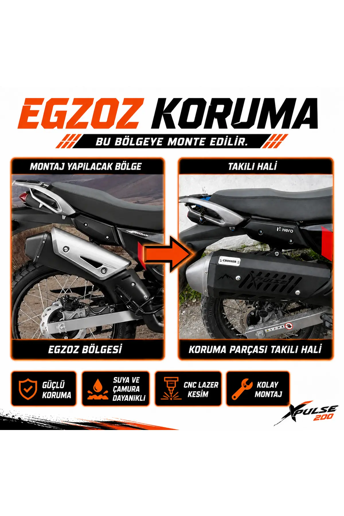 Hero Xpulse200 Uyumlu Egzoz Koruma / Egzoz Muhafaza