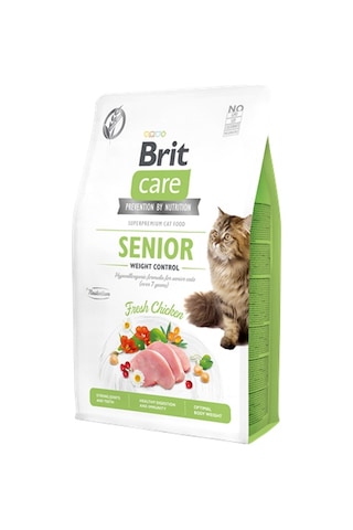 Brit Care Kilo Kontrolü İhtiyacı Olan Yaşlı Kediler İçin, Tahılsız, Hipoalerjenik, Taze Tavuk Etli Kuru Mama 2 Kg