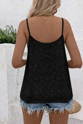 Suma Kadın Askılı V Dantel Yakalı Dantel Bluz Siyah L-xl Sıyah