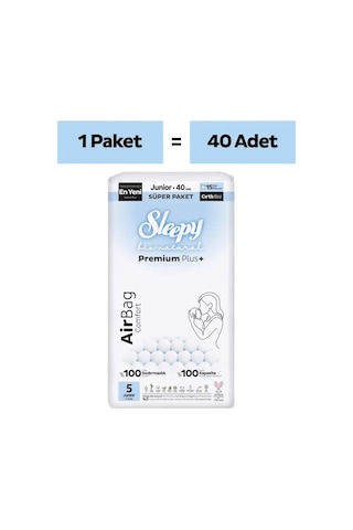 Sleepy Bio Natural Premium Plus Airbag Comfort Süper Paket Bebek Bezi 5 Numara Junior 40 Adet