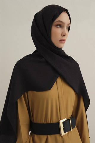 Armine Lyocell Naia Üçgen Monogram Şal 5 - 75 X 200 / Lacivert - 03 Lacivert - 03