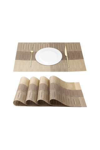 Hangfox Pvc Dokuma Isıya Dayanıklı Kaymaz Masa Örtüsü Seti - Gri Beyaz Degrade Desenli 4 Adet - 45x30 Cm - Temizliği Kolay - Ev Restoran Dekorasyonu Diğer