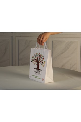 Eczane Kraft Çanta Beyaz 22 x 10 x 27 CM 100 Adet
