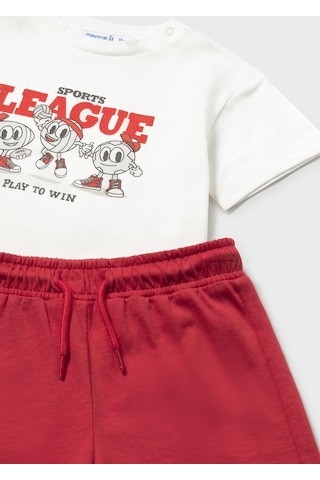 Mayoral Erkek Bebek İki Tshirtlü Penye Şort Takım Kırmızı Kırmızı