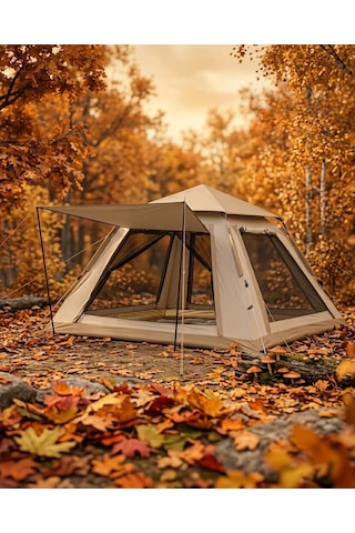 Otomatik Kamp Çadırı 240x240x160 Cm 6 Kişilik Geniş Semeglbl - 82 Hacimli Güneşlikli Çok Renkli