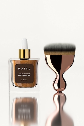 Matsu Professional Golden Hour Işıltılı bronzlaştırıcı Vücut Yağı ve Fırça Seti 50 ML