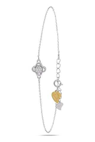 Brezza Lusso Jewelry Luck Serisi Swarovski Taşlı Minimal Yonca Kadın Gümüş Bileklik