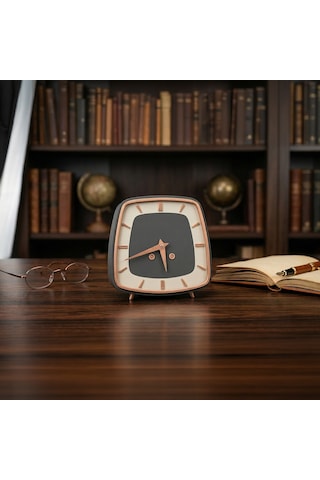Fibrika Store Retro Tasarım Nostaljik Masa Saati Kahverengi-beyaz