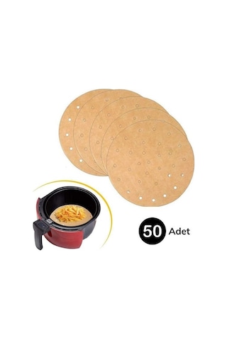 9096658339938drvs1 - Buffer 50 Adet Air Fryer Pişirme Kağıdı Tek Kullanımlık Gıda Pişirme Kağıdı Delikli Yuvarlak Model
