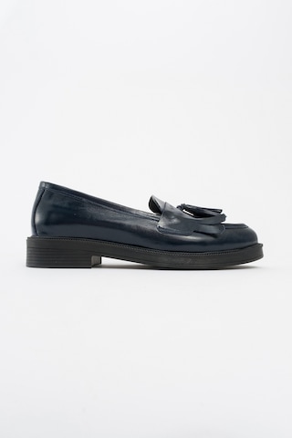 Luvishoes Luvi Shoes Milina Laci Rugan Püsküllü Hakiki Deri Kadın Loafer Ayakkabı Lacivert