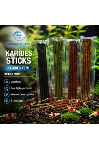 Aqua Expert Karides Sticks Karides Yemi 10 Lu Paket Doğal Besleyici Çubuk Yem Özel Formül - Red Pepper