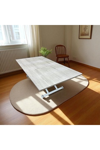 Ortadan Açılır Akıllı Masa Üst Mdf Lizbon Alt Ayak Beyaz