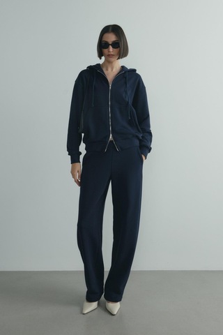 Suud Collection Lacivert Salted Fermuarlı Hırka