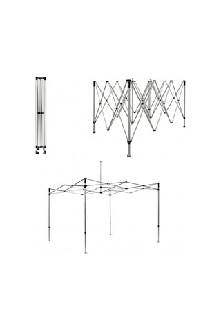 Çadır Dünyası 3x3 Metre Katlanabilir Çelik Çardak İskeleti - 30mm Güçlendirilmiş Profil, 9m2 Gölgelik Alan Ve Sabitlenebilir Ayaklı Stand İskeleti Çok Renkli