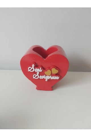 Dekoratif Seni Seviyorum Kalp Saksı
