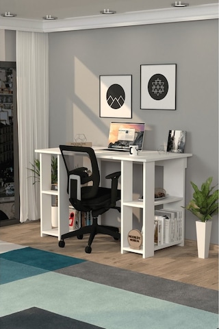 Moonlife Hipo Kitaplıklı Çalışma Masası Beyaz