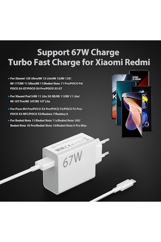 Bowie 67w'a Kadar Turbo Hızlı Şarj Aleti Usb-a - Usb-c Kablo Xiaomi 14t Ve Xiaomi 14t Pro İçin Uyumlu