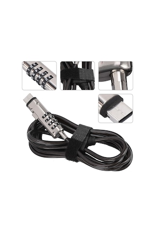Shineyee 4 Basamaklı Şifreli Usb Bilgisayar Kilitli, Alüminyum Birleşmeli Dayanıklı Çelik Kablo İle Anti-hırsızlık Koruma