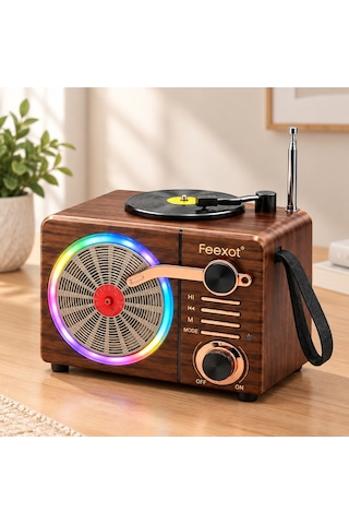 Işıklı Retro Bluetooth Fm Radyo Hoparlör - Usb & Type-c Şarjlı