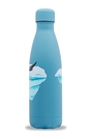 Qwetch QD3465 Penguen Desenli Isı Yalıtımlı 500 ML Termos - Açık Mavi