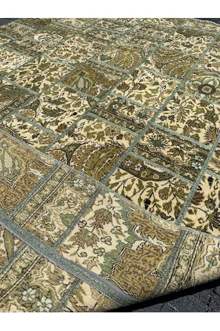 El Dokuma Bünyan Halısı Patchwork 185x260 Yeşil %100 Yün Halı Yeşil