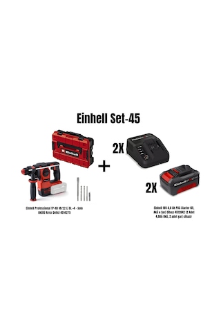 Einhell Set-45 Einhell Professional Tp-hd 18/22 Li Bl +4 Akülü Kırıcı Delici+einhell 18v 4,0 Ah Pxc Starter Kit, Akü & Şarj Cihazı