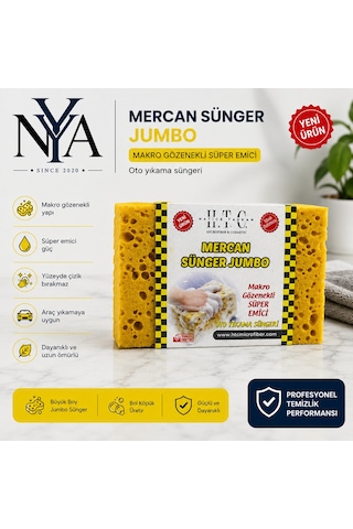 Mercan Sünger Xl Makro Gözenekli Süper Emici Oto Yıkama Süngeri