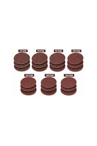 Cırt Zımpara Seti 115 Mm 23 Parça 40-60-80-100-150-180-220 Kum Zımpara Tabanı + Matkap Aparatı