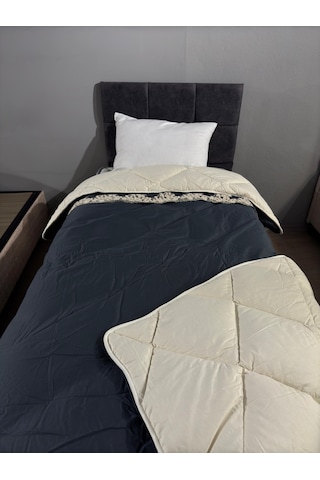 Clasy Saten %100 Pamuk Saten Tek Kişilik Yorgan Osela V4 İndigo Gri