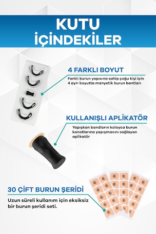 Eldi Medikal Manyetik Burun Açıcı Bandı Başlama Seti 30 Çift Siyah