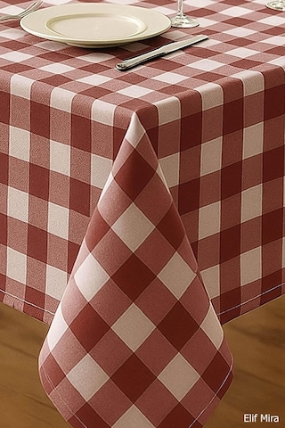 Mira Home Kareli Masa Örtüsü Sofra Bezi 160x220 Cm Rustik Çok Renkli