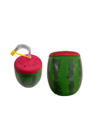 Karpuz Tasarımlı Pipetli Suluk 900 Ml Renkli