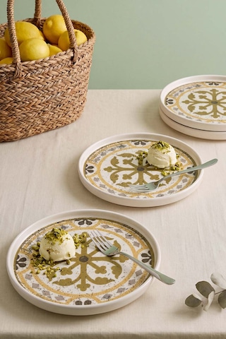 Timeless Brown Stackable 4'lü Pasta & Sunum Tabağı 21 Cm Çok Renkli