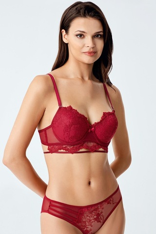 Luw 6115 Bordo Dolgusuz Sütyen Külot 2Li Takım Bordo