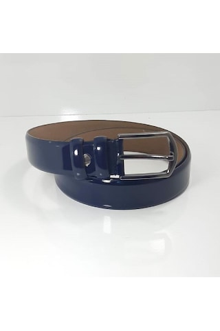 Fiyra 3093 Lacivert Rugan Üst Sınıf Hakiki Deri 3,5cm Erkek Kemer Lacivert