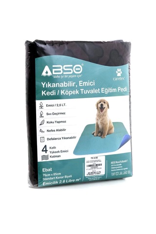 Abso 4 Katlı Yıkanabilir Emici Köpek Pedi Kahve Kemik Baskılı
